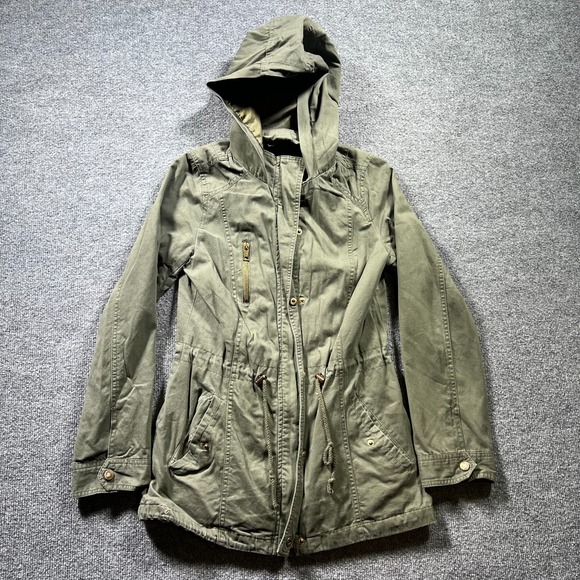 Miss London Jackets & Blazers - Miss London Black Label Utility Anorak Jacket Womens Small Olive Green Full Zip